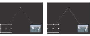 Clip in Program view showing a motion path with fast motion (left) and slow motion (right)