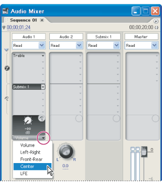 Selecting from the pop-up menu for the selected property